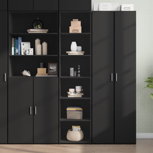 Highboard svart 45x41x185 cm konstruert tre