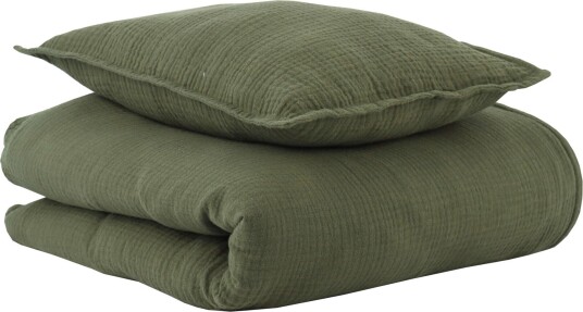 Oh Poppy! Vega Musselin Sengesett 70x80 Forest Green