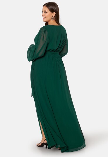 Goddiva Curve Long Sleeve Chiffon Maxi Curve Dress