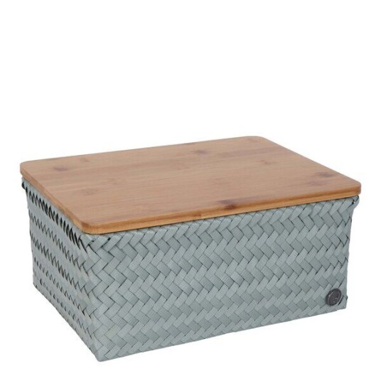 Handed By Top Fit stor oppbevaringskurv m/lokk 31x23x15 cm eucalyptus Handed By Top Fit stor oppbevaringskurv m/lokk 31x23x15 cm eucalyptus