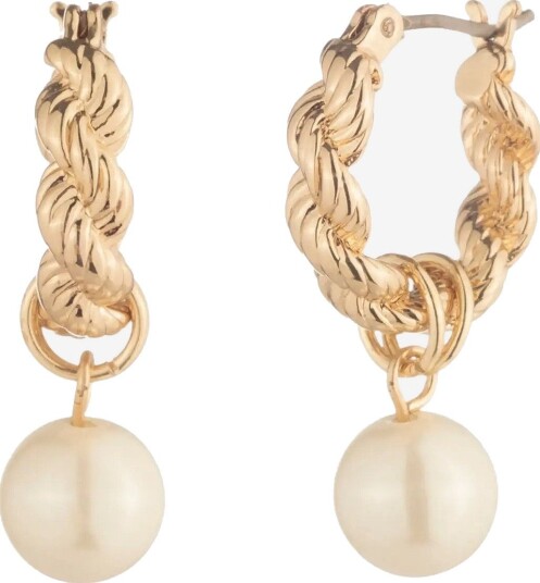 Lauren Ralph Lauren Pe 16Mm Huggie W Pearl Drop- Gld/ White - GLD/ WHITE - One Size 2.79 cm