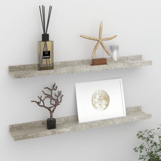 vidaXL Vegghyller 2 stk betonggr? 60x9x3 cm