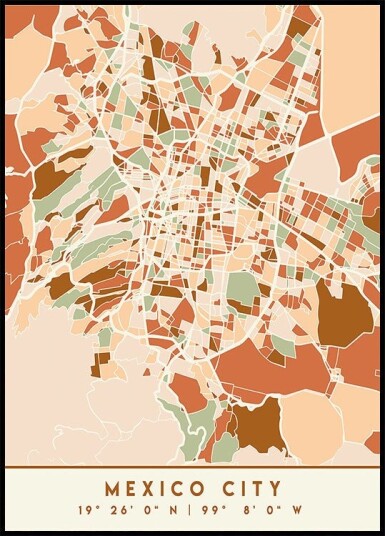 Black Maps Earth Tones 52 Poster Plakat / 50x70cm