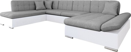 Zumar Sovesofa med Sjeselong og Dobbel Sjeselong 4 seter i Kunstlær   Hvit / Grå