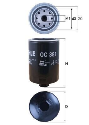 Oljefilter MAHLE ORIGINAL OC 381 Oljefilter MAHLE ORIGINAL OC 381
