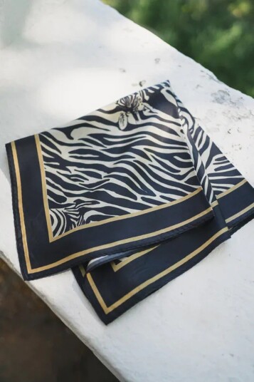 Rebeloup Sarah Zebra Silk Scarf Sort ONE SIZE