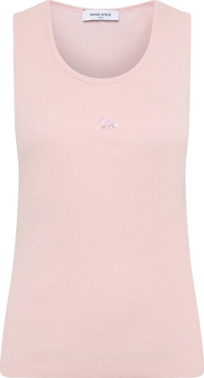 Maison Kitsune Baby Fox Patch Ribbed Tank Top Pink L