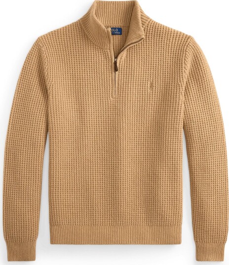 Polo Ralph Lauren 2/16 Wool Cotton-Sweater-Half Zip - NEW CAMEL MELANGE - XS