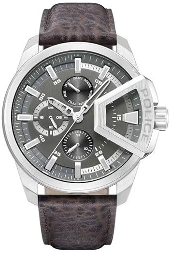 Police Herreklokke PEWJF0005703 Underlined Grå/Lær Ø46 mm Police Herreklokke PEWJF0005703 Underlined Grå/Lær Ø46 mm
