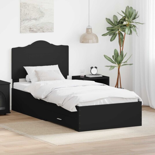 Sengestamme med hodegjerde Svart 75 x 190 cm Konstruert tre