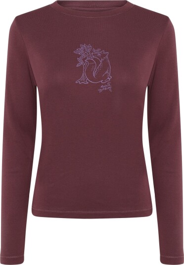 Maison Kitsune Woodland Fox Long Sleeves Slim Tee Shirt Burgundy L