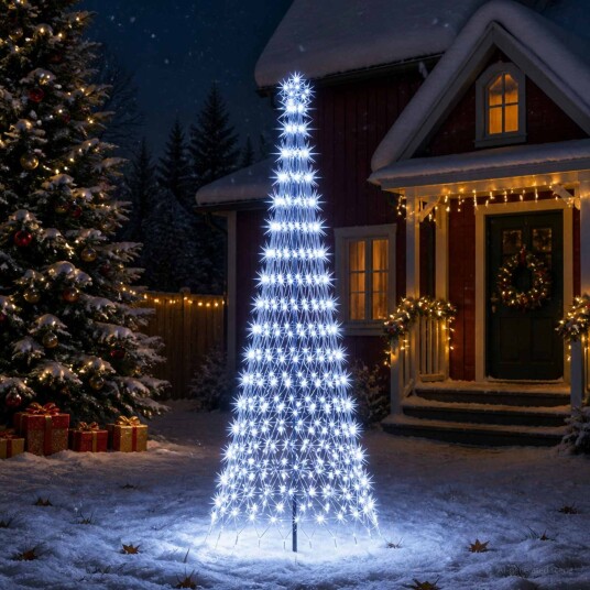 vidaXL LED juletre 300 cm 350 LED-lys Kaldhvit Jern Svart