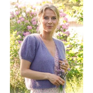 Fiolett Meadow Cardigan by DROPS Design Cardigan Strikkeoppskrift st Small