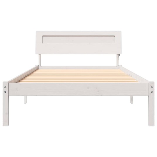  Sengestamme med LED  stripelys Hvit 90 x 190 cm Heltre furu