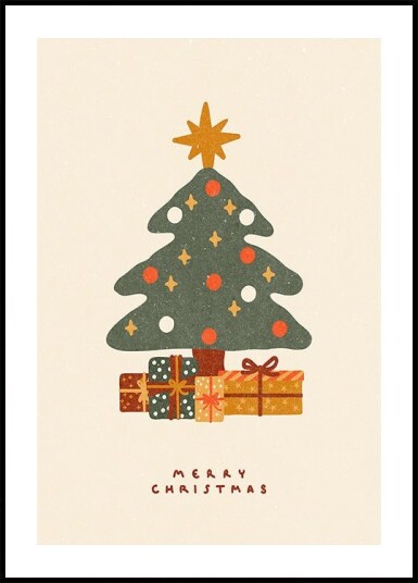 Christmas tree with gifts Poster Plakat / 30x40cm