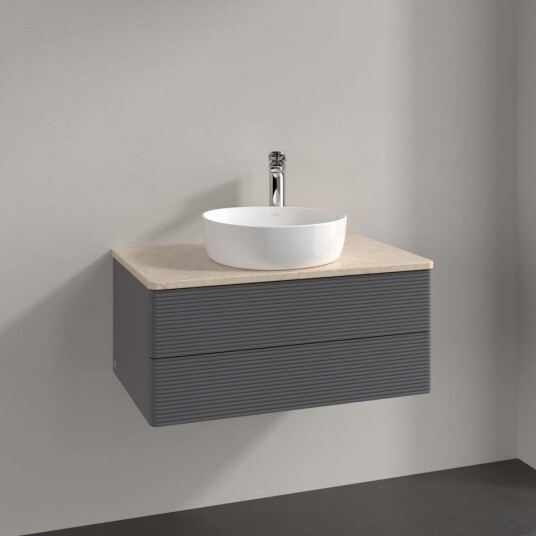 Villeroy & Boch Antao Servantskap med 2 skuffer 80x50x36 cm u/lys Antrasitt/Crème Villeroy & Boch Antao Servantskap med 2 skuffer 80x50x36 cm u/lys Antrasitt/Crème