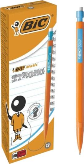 BIC Matic Strong Mekanisk blyant superhøy polymer HB 0.9 mm stor med viskelær en pakke 12