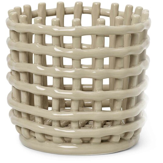 ferm LIVING Ceramic flettet kurv Ø16 cm Cashmere