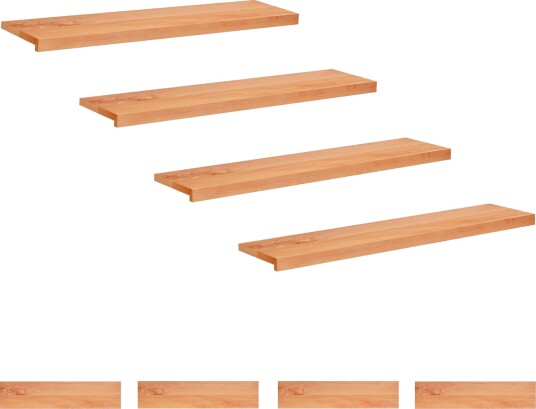 vidaXL Trappetrinn 8 stk. 110 x 25 x 2 cm Lakk Massiv bøketre