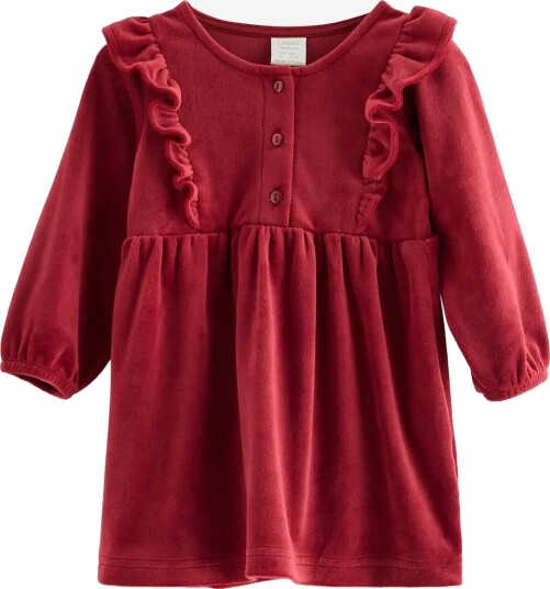 Lindex Long Sleeved Dress In Velour DARK RED 62