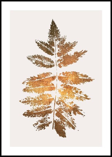 Oak Leaf Print Gold Plakat / 50x70cm