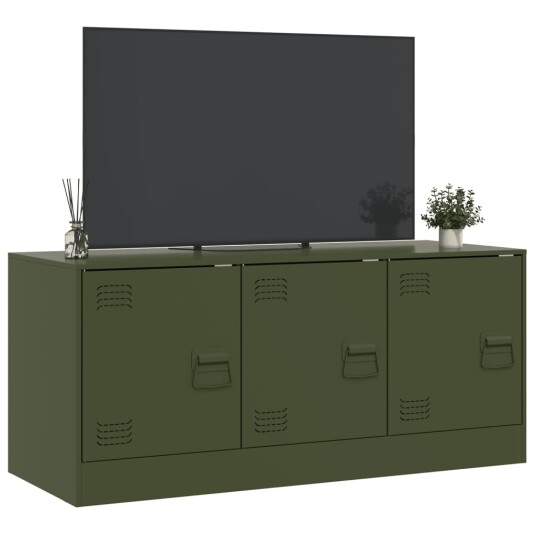  TV-benk olivengrønn 99x39x44 cm stål