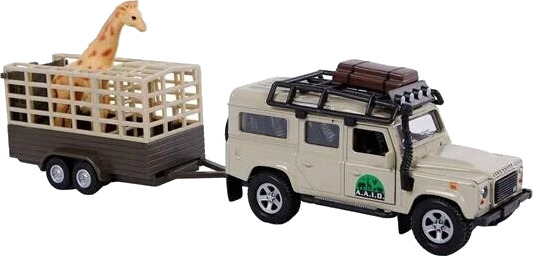 Kids Globe Die-cast Land Rover with Giraffe trailer 29cm