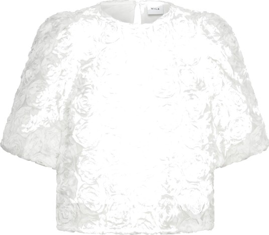 Vila Viglory S/S O Neck Top/Dc/Ka White 34