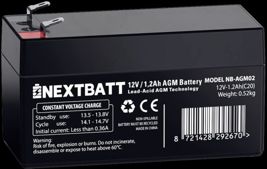 NEXTBATT AGM-batteri 12v 1,2ah – 97x43x52 mm