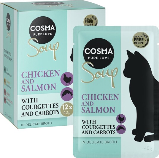 Cosma Soup Kylling & Laks Med Squash Og Gulrøtter 24 X 40 G