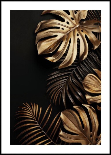 Golden Monstera & Palm Leaf II Plakat Plakat / 40x50cm Golden Monstera & Palm Leaf II Plakat Plakat / 40x50cm