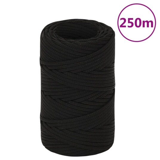  Arbeidstau svart 2 mm 250 m polyester
