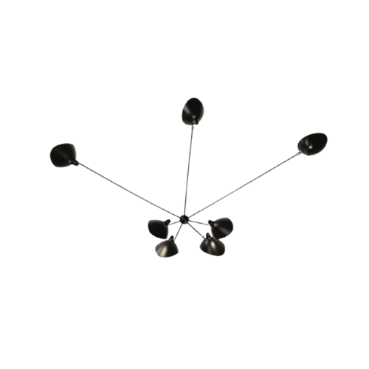 Serge Mouille Spider 7 Vegglampe med Faste Armer  Sort