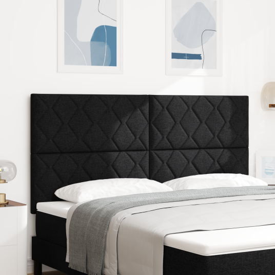 LED sengegavl diamantblokkmønster svart 180 cm stoff