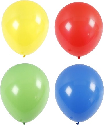Diverse Ballonger Stor dia 41 cm blå grønn rød gul 4 stk 1 pk