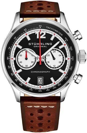 Stührling Original Herreklokke 933.02 Monaco Sort/Lær Ø44 mm