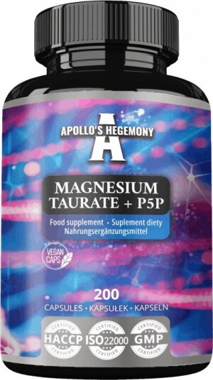 Magnesiumtaurat med P5P – 200 vegkapsler