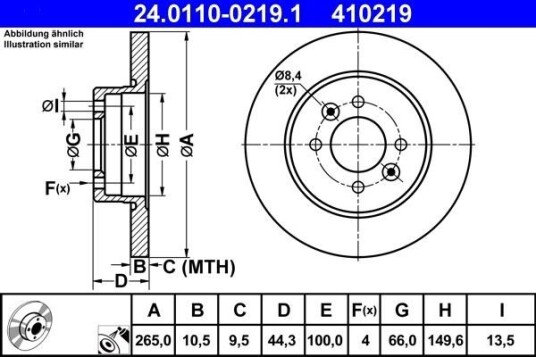 Bremseskive ATE 24.0110-0219.1