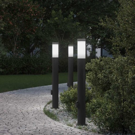 vidaXL Pullertlamper med stikkontakt 3 stk 80 cm rustfritt stål IP44