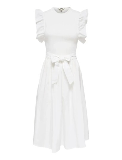 ONLY Onlavalora S/L Long Belt Dress Wvn Ex White M ONLY Onlavalora S/L Long Belt Dress Wvn Ex White M