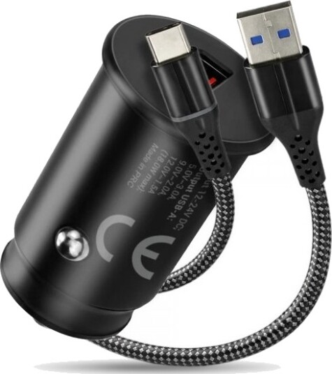 Everactive Bil-Lader CC-15QC Qc3.0 18W 1xUSB + Kabel Svart Everactive Bil-Lader CC-15QC Qc3.0 18W 1xUSB + Kabel Svart