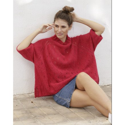 Â Strawberry Swing by DROPS Design Genser Strikkeoppskrift str S XXXL