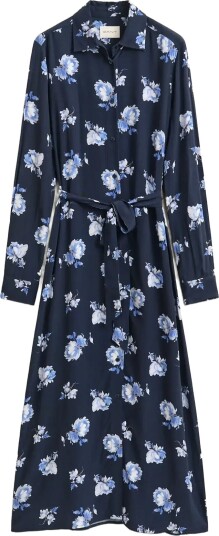 Gant Floral Printed Fluid Shirt Dress Navy 38