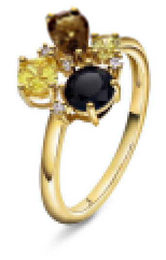 GLAM ring med med gylne stener størrelse 58
