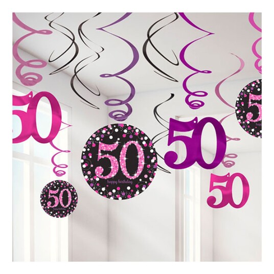 Amscan EU Swirls 50 Rosa Hengende Dekorasjon 12-pakning