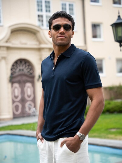 Selected Homme Selected Homme Fave Zip Short Sleeve Polo Blå S