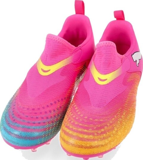 PUMA Future 9 Match Laceless MG Showtime   Poison Pink/Solstrøm/Bright Aqua/PUMA White Barn   Multi Ground (MG) størrelse 37