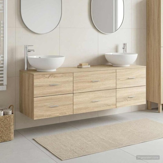 vidaXL Baderomsinnredningssett 3 stk. Sonoma eik 49,5 x 44,5 x 65 cm vidaXL Baderomsinnredningssett 3 stk. Sonoma eik 49,5 x 44,5 x 65 cm