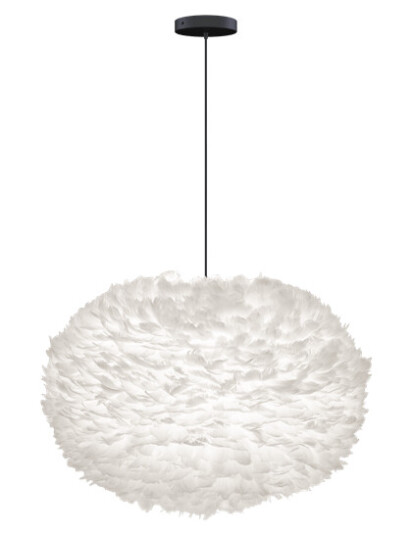 Umage Eos Taklampe XL Hvit med Flat Baldakin i Sort Umage Eos Taklampe XL Hvit med Flat Baldakin i Sort