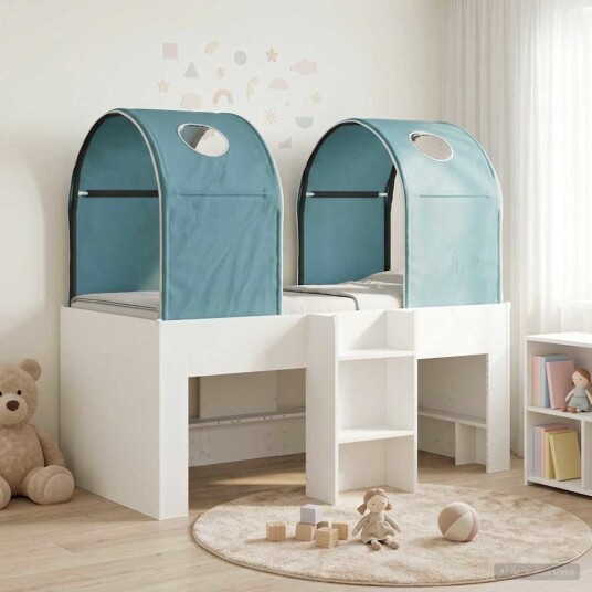  Seng med Tunnel 4 pcs Hvit og lyseblå Konstruert tre